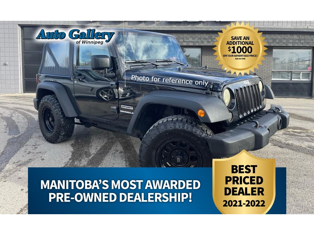 2017 Jeep Wrangler Sport* 2DR/4WD/4 Seater/6 Speed M/T - Winnipeg